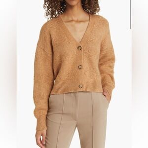 Topshop Camel Basket Weave Stitch Cardigan